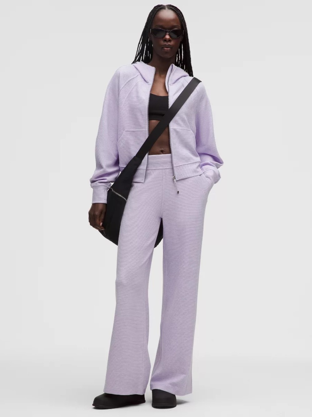 Women's Lavender Scuba Wide-Leg Waffle pant